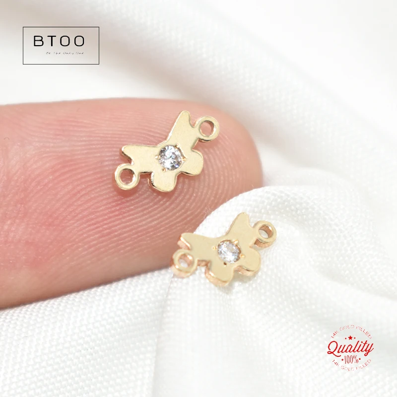 14K Gold Filled Double Hole Butterfly Charm For Bracelet Necklace Earring DIY Accessories Tarnish Resistant Jewelry Findings