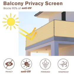 Enhanced Balcony Privacy Screen - Heavy Duty Outdoor Mesh Windscreen (Beige)