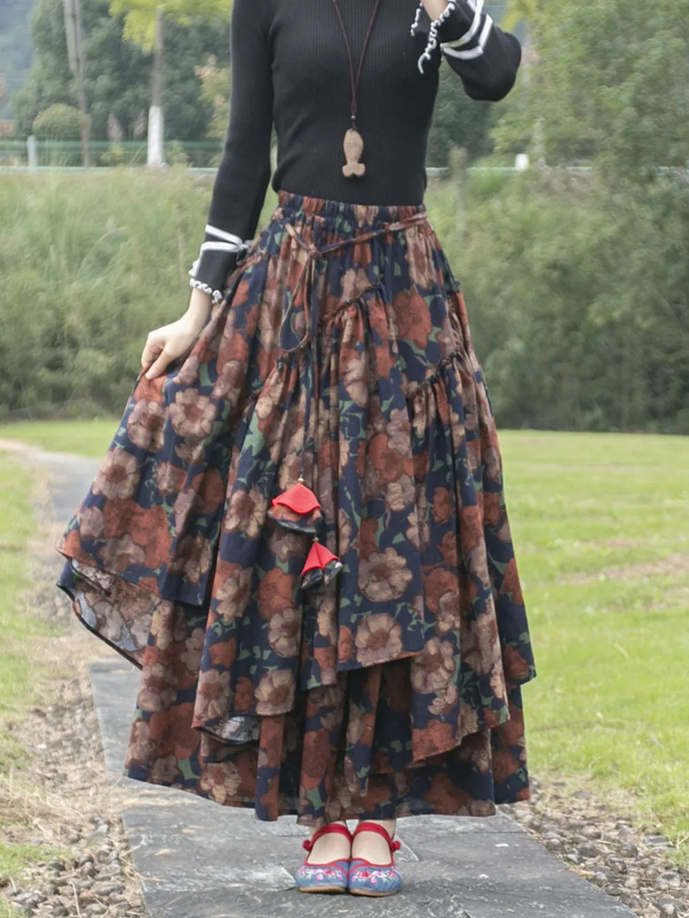 Long Skirts Womens Linen Skirt | Cotton Skirt Long Flowers