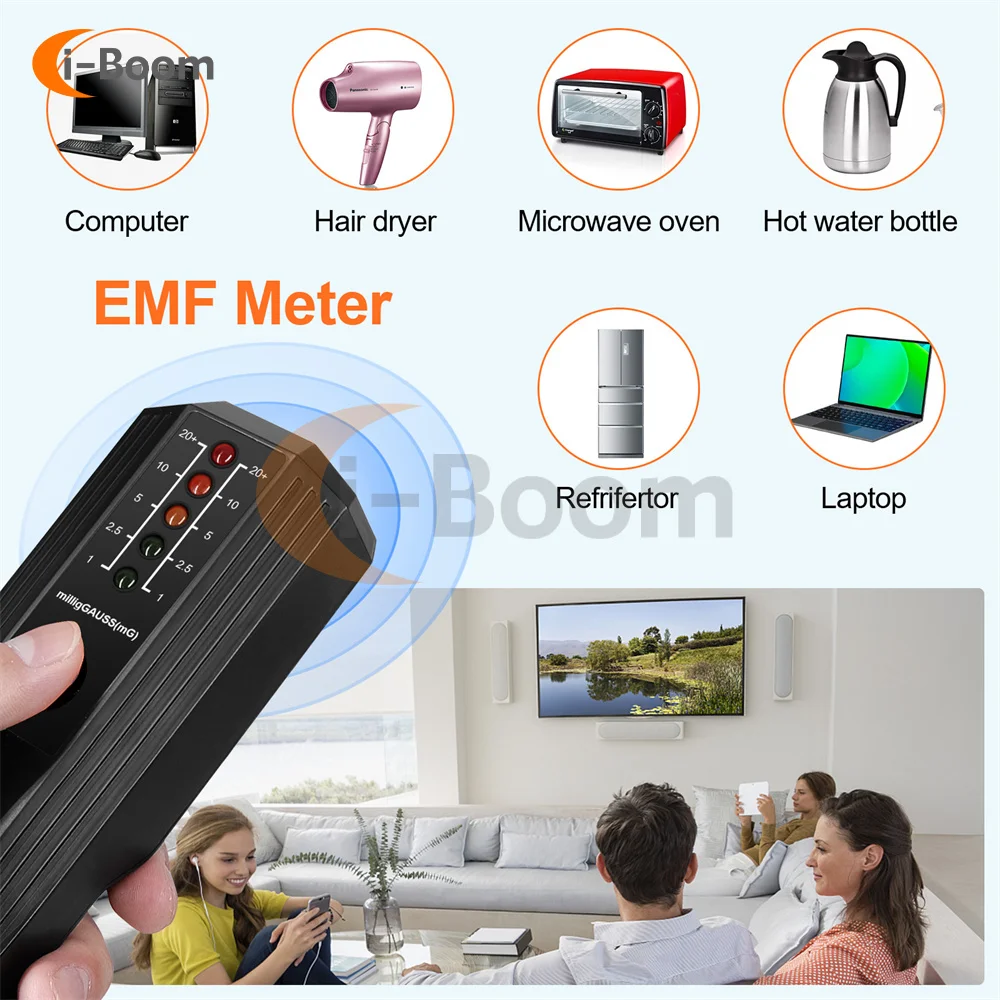 5 color LED Indicator Lamp Electromagnetic Radiation Tester Electric Magnetic Field EMF Meter Dosimeter Detector for Computer