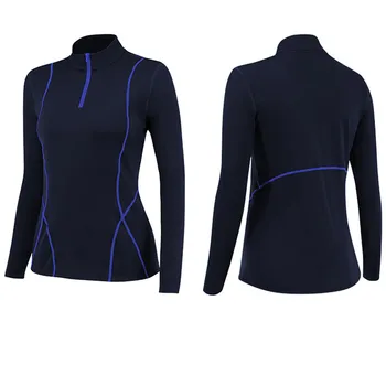 Women's Winter Plush Fitness Running Yoga Suit Long Sleeve Elastic Tight Stand Sports Sweatshirt Top Front Zip Athletic Pullover 4