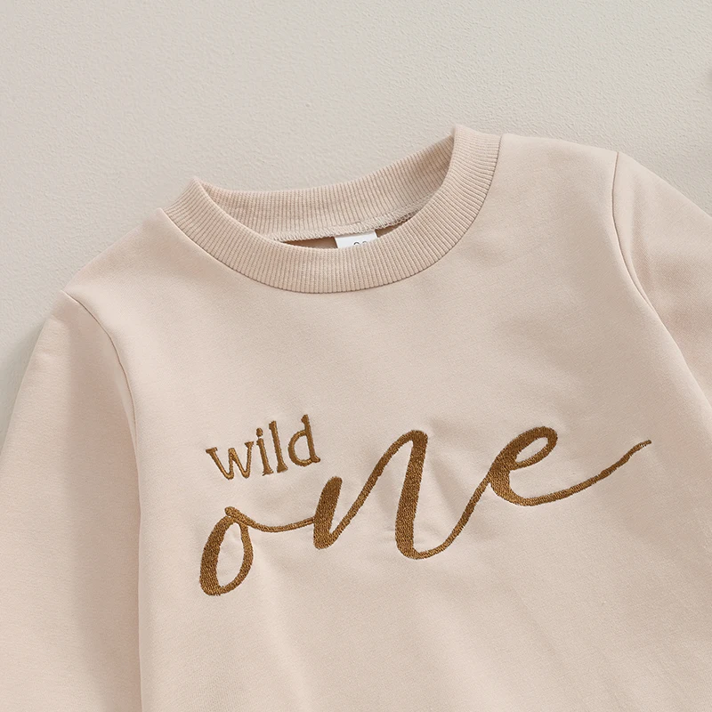 Infant Baby Boy Warm Sweatshirt Long Sleeve Round Neck Letter Embroidery Pullover Crewneck Shirt Tops for Winter Fall Clothes