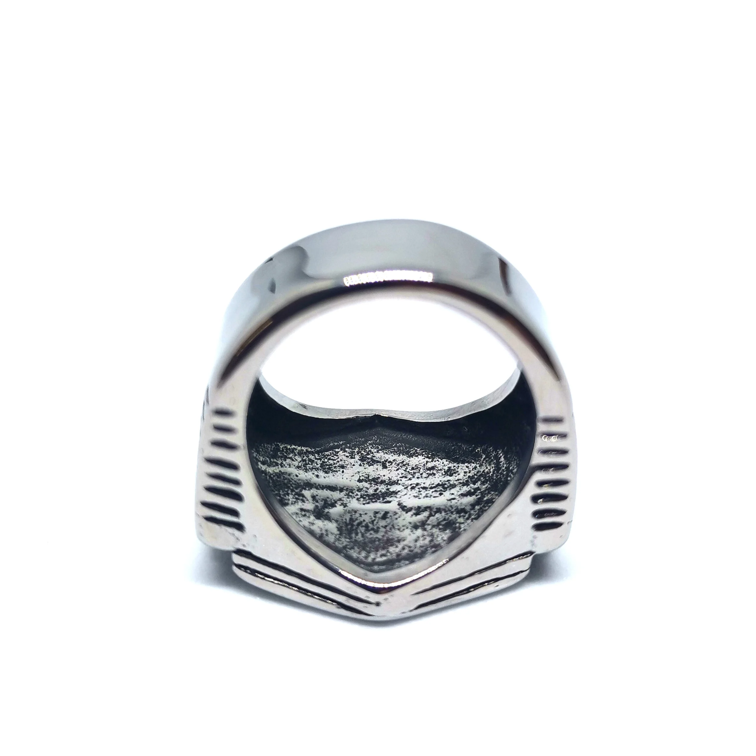 Megin D Stainless Steel Titanium Punk Hip Hop Motor Cycle Rider Vintage Bague Fan Rings for Men Women Couple Gift Jewelry Gothic