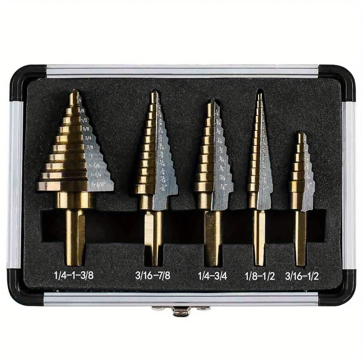 5-piece HSS cobalt stepped drill bit kit