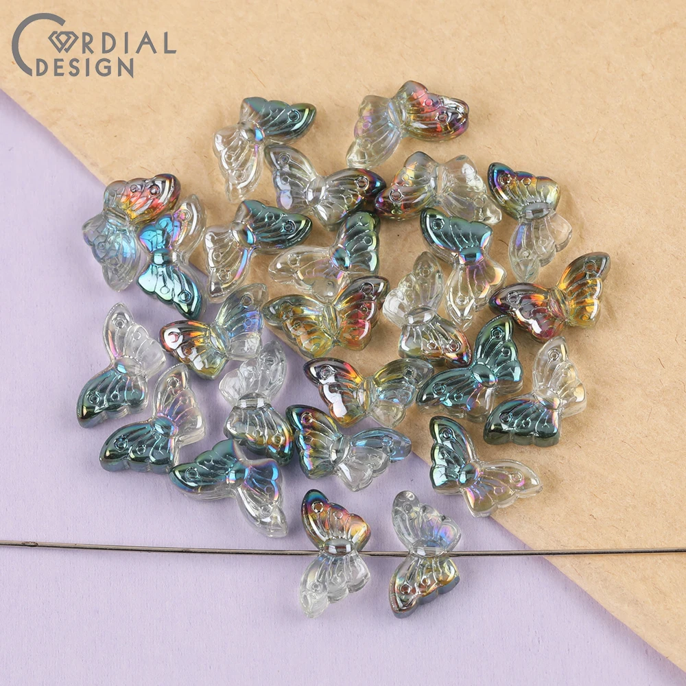 Cordial Design 8*15MM 500pcs Beads Making/Aurora Effect/DIY Glass Bead/Butterfly Shape/Jewelry Findings & Components/Hand Made - cordial