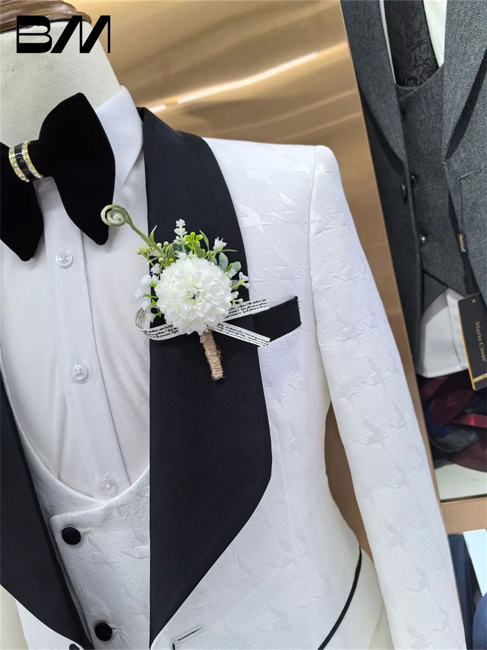 BRLMALL-Men's Suit set For Formal Office Meeting Handsome Wedding Suit Host Party Suit Blazers Pant Vest Fashion Printed Suit