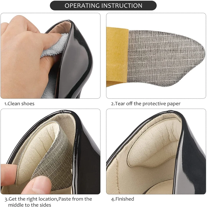 Women Shoe Insoles Heel Pad Adjust Size Adhesive Grips Protector Pain Relief