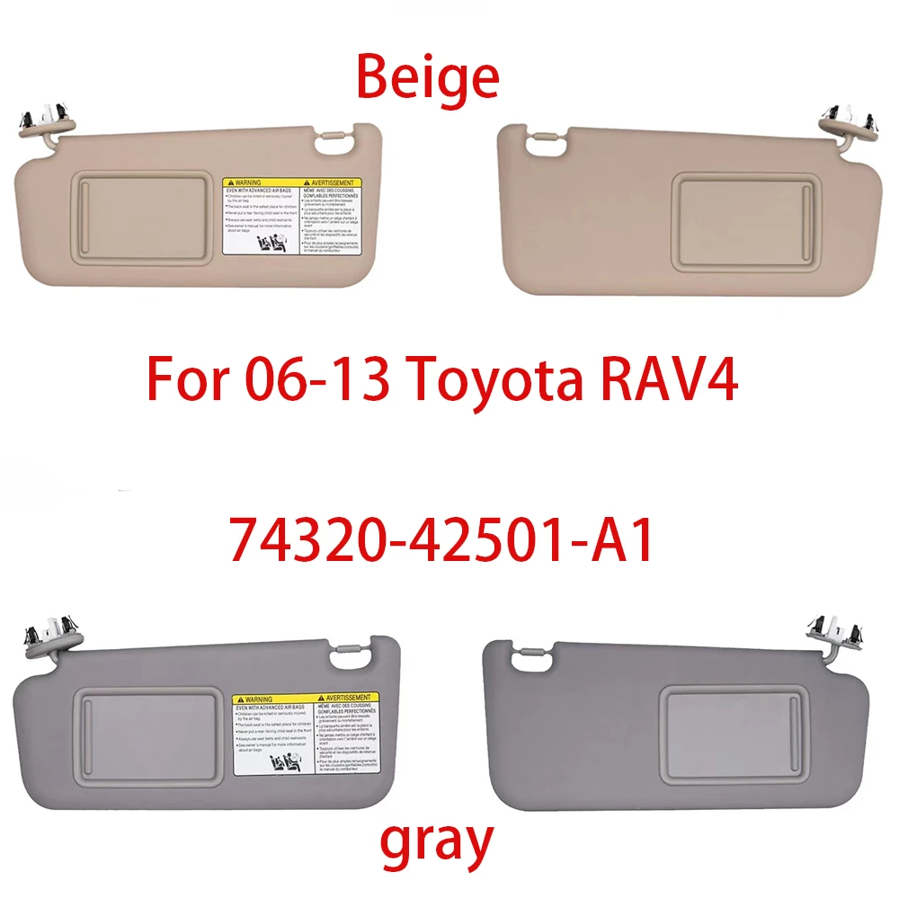 

Front Driver Left Side Sun Visor Tan Beige For 06-13 Toyota RAV4 74320-42501-A1
