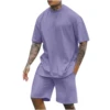 Summer Solid Color 3D Print T-Shirts Shorts Sets Men's Tracksuits Oversized Short Sleeve T Shirt Pants Set Man Suits Clothing 5