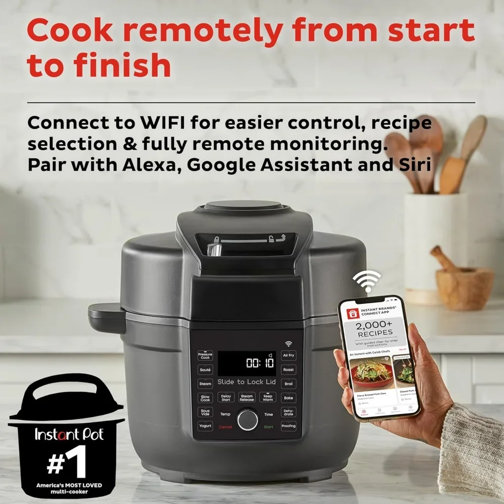 13-in-1 Slow Cookers, Ultimate Lid with WIFI, 6.5 Quart  Air Fryer and Pressure Cooker Combo 2