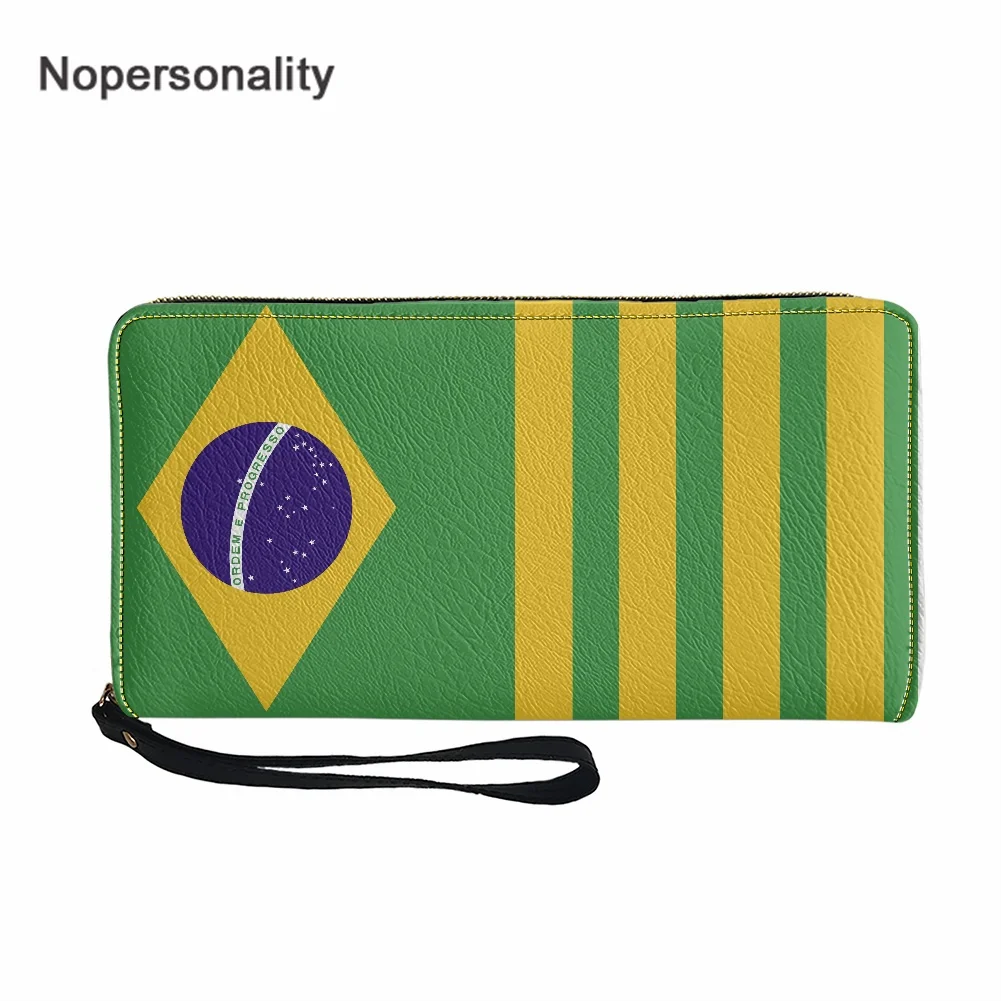 

Nopersonality Кошелек для монет для женщин флаги Бразилии Дизайн Новая мода PU кожаные держатели для карт длинный клатч с карманом для телефона