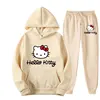 Hello Kitty Cartoon Anime Women Sweatshirt Sweatpants Set Fashion Men Pullover Pants Suit Spring Autumn Couple Hoodie Pant Sets 2