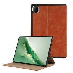 Floral Leather Flip Shockproof Tablet Case for MagicPad 2 12.3 2024 (Orange)