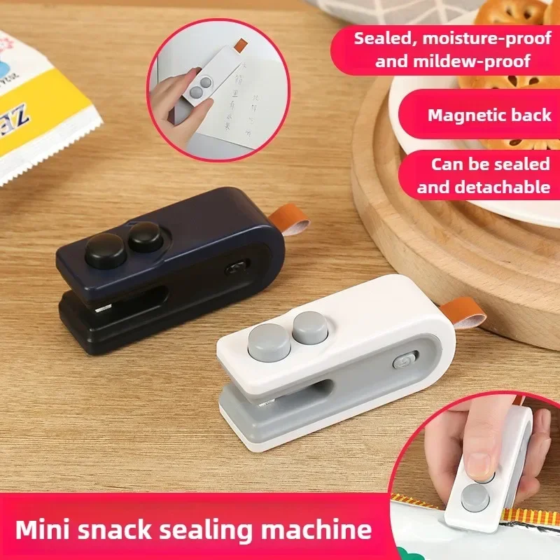 2 in 1 Mini Bag Heat Sealer Storage Package Snack Sealer Clip Handheld Plastic Bag Heat Sealing Machine USB Rechargable
