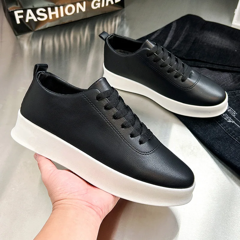 Fashion Black Casual Shoes for Men Outdoor Comfortable Men Sneakers Non-slip Walking Shoes Designer Lace-Up Men Sport Shoes
