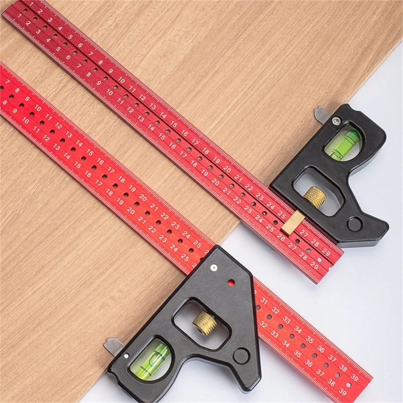 

Heavy Duty Woodworking Combination Angles Ruler Aluminum Alloy Ruler 90/45 Degree Measuring Tool with Level & NeedleDropshipping