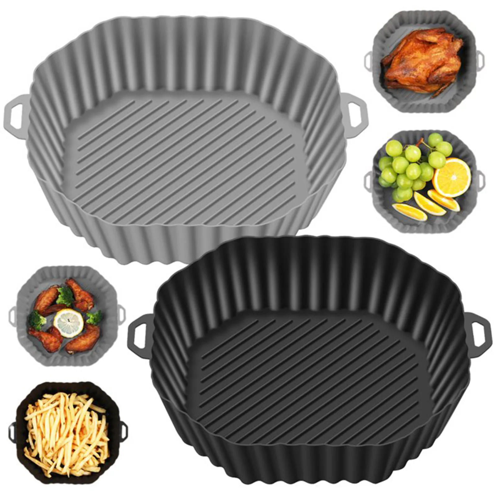 Air Fryer Silicone Liners Non Stick For Oven & Microwave 2pcs Pot Replacement Of Parchment Paper Baking Paper Sheets Unbleached