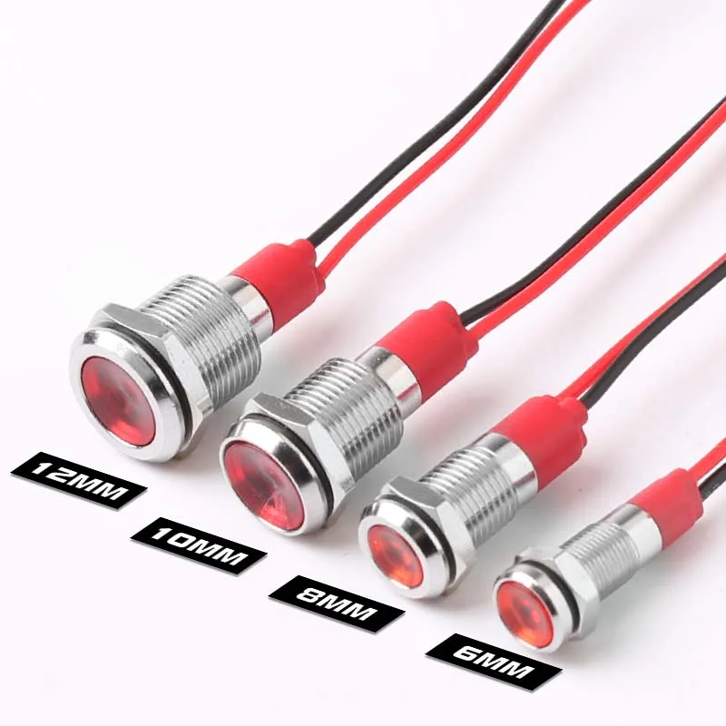 ตัวเลือกสินค้า ไฟ LED โลหะทนทาน ขนาด 6-12 มม. สีสดใส สายกันน้ำ