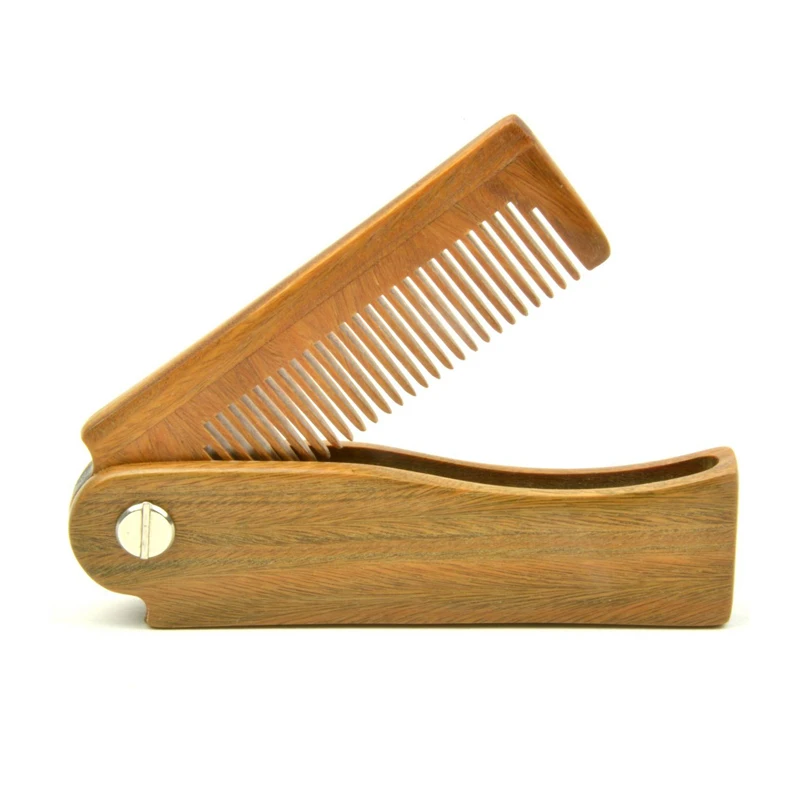 1PCS Natural Green Sandal Wood Fold Comb Hair Comb For Men Beard Care Anti-static Wooden Comb Hair Care Tools Hair Brush 1pcs natural green sandal wood fold comb hair comb for men beard care anti static wooden comb hair care tools hair brush