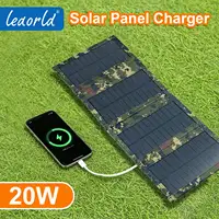 LEAORLD Chargeur solaire 20W, panneau solaire pliable à charge rapide, chargeur solaire USB pour téléphone, monocristallin haute efficacité 3