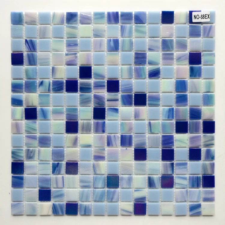 Sea  blue gold line texture glass mosaic tile DIY wall background decoration