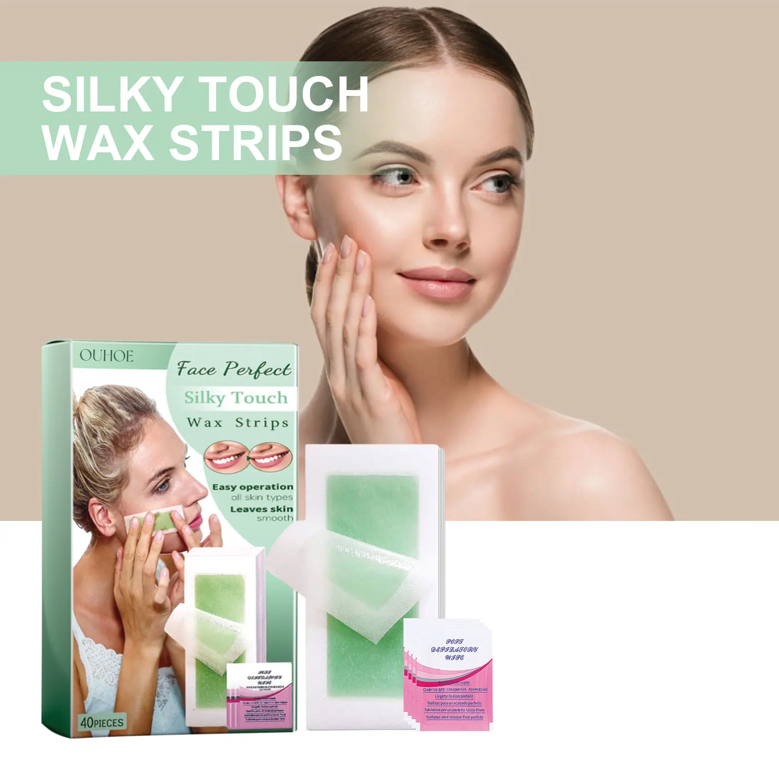 Depilatory Wax Strips for Hair Removal Facial Lip Chin Upper Toes Cheeks Eyebrows Beard Neck Arm Leg Body Epilation Beauty Tools 5