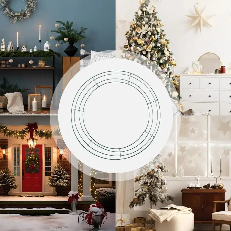 Wreath Wire Frame Green Metal Floral Hoop Wreath Crafts Supplies Creative Wreath Making Supply Iron Art Flower Wreath Rings For