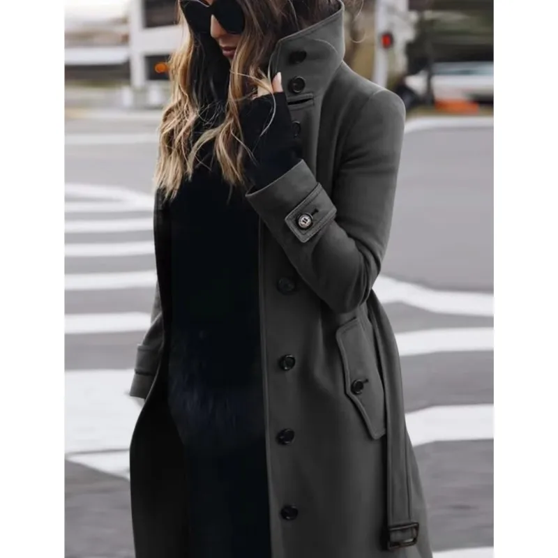 Women's Coat Outerwears Autumn Winter Warm Female Jackets Single Breasted Turn-down Collar Single Breasted Women's Clothes New 3