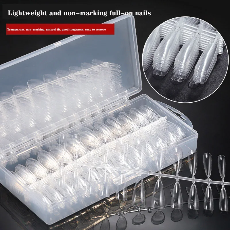 

240Tip/Set Fake Nails Ballerina Water T-shaped French Square Transparent Ultra-thin Manicure Piece Seamless Full-stick Artifical