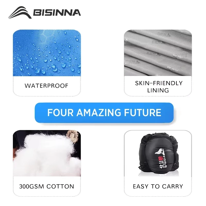 BISINNA Camping Sleeping Bag Ultralight Waterproof 4Season Warm Envelope Backpacking Sleeping Bags for Outdoor Traveling Hiking sleeping bag survival sleeping bag