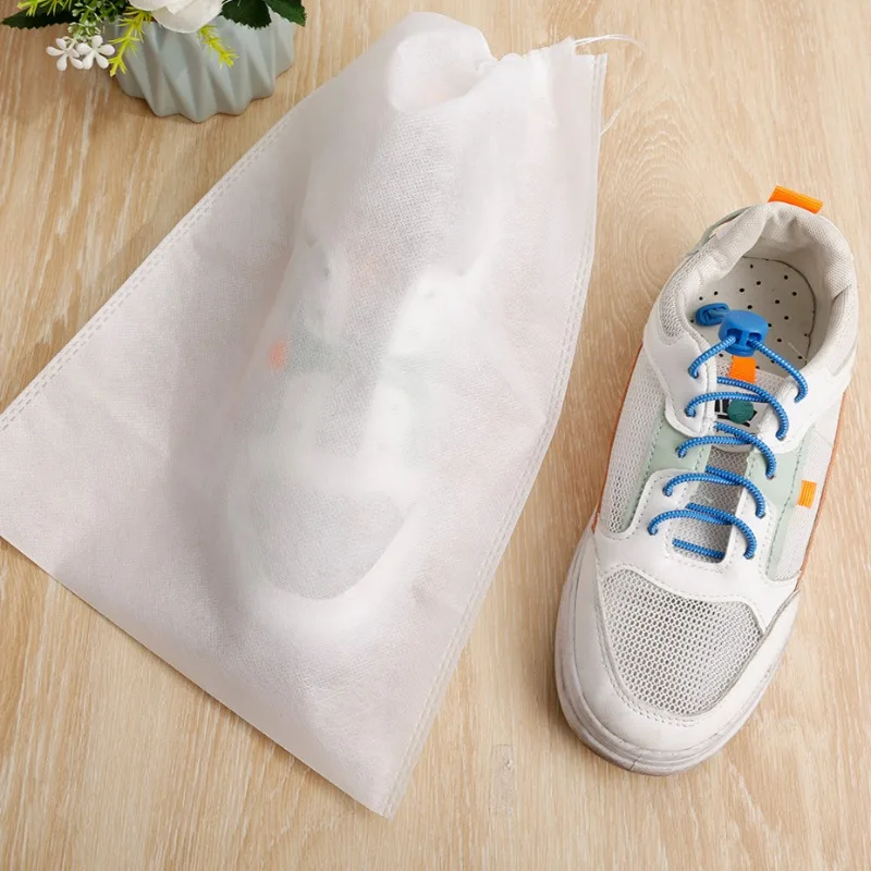 Semitransparent Shoe Storage Bag Travel Shoe Protector Non Woven Fabric High Heels Storage Pouch Lightweight Drawstring Bags