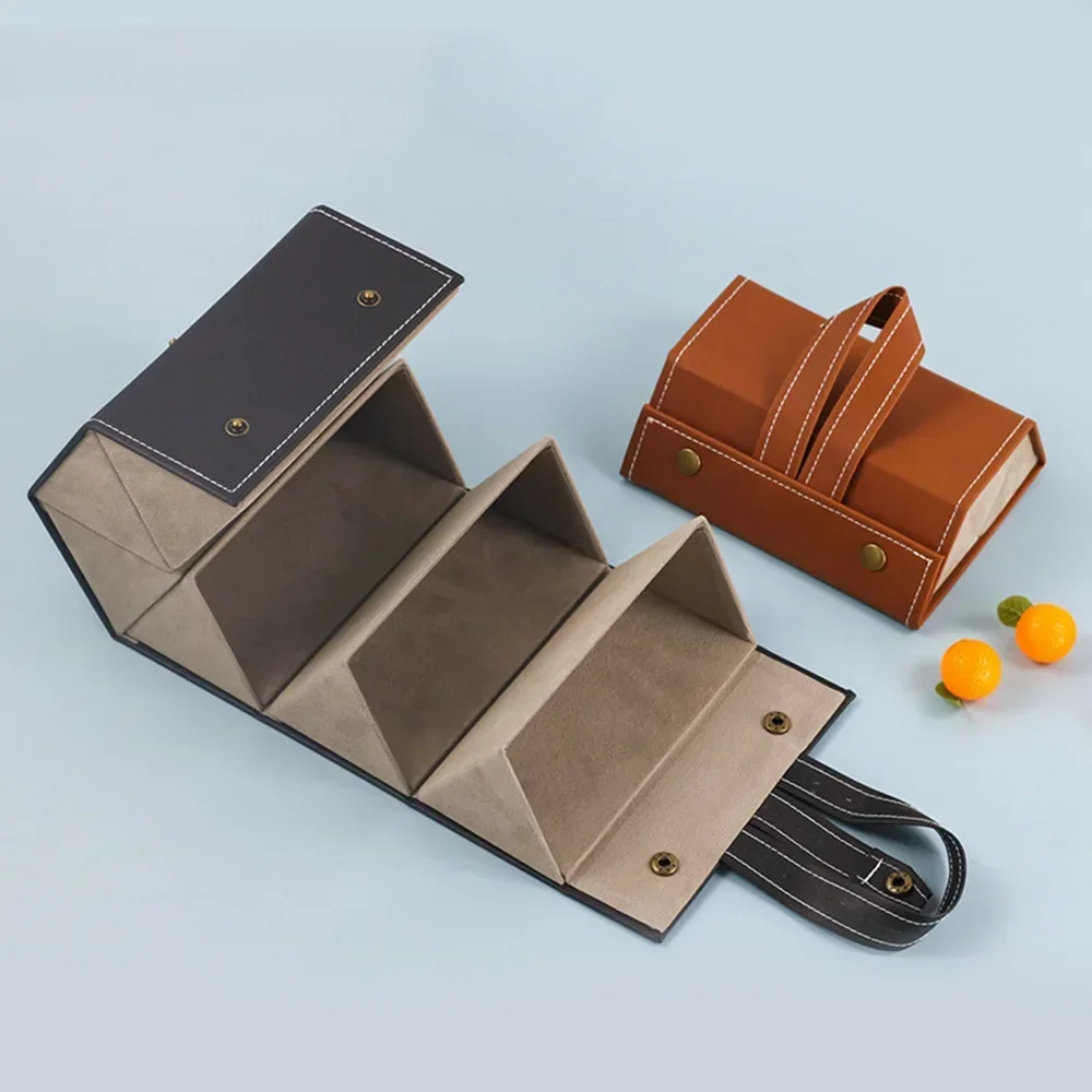 1pc-Portable Glasses Case Cover PU Leather 5 Pairs of Sunglasses Holder Box Eyeglasses Storage Box Magnet Switch PU Bag
