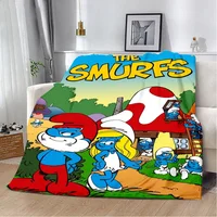 Cute Cartoon Smurfs Printed Blanket Picnic Blankets Warm Blanket Soft and Comfortable Blanket Home Travel Birthday Gift 1