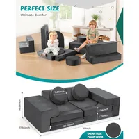 Modular Children's Play Sofa, Boys and Girls Convertible Foam Sofa, Multi-Purpose Foam Castle Building Set (Space Gray) 2