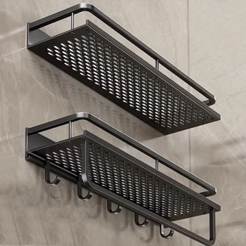 Mensola da bagno in alluminio da 50 cm/60 cm, scaffale per shampoo, trucco, portaoggetti, organizer da cucina, accesso a rack a parete 1
