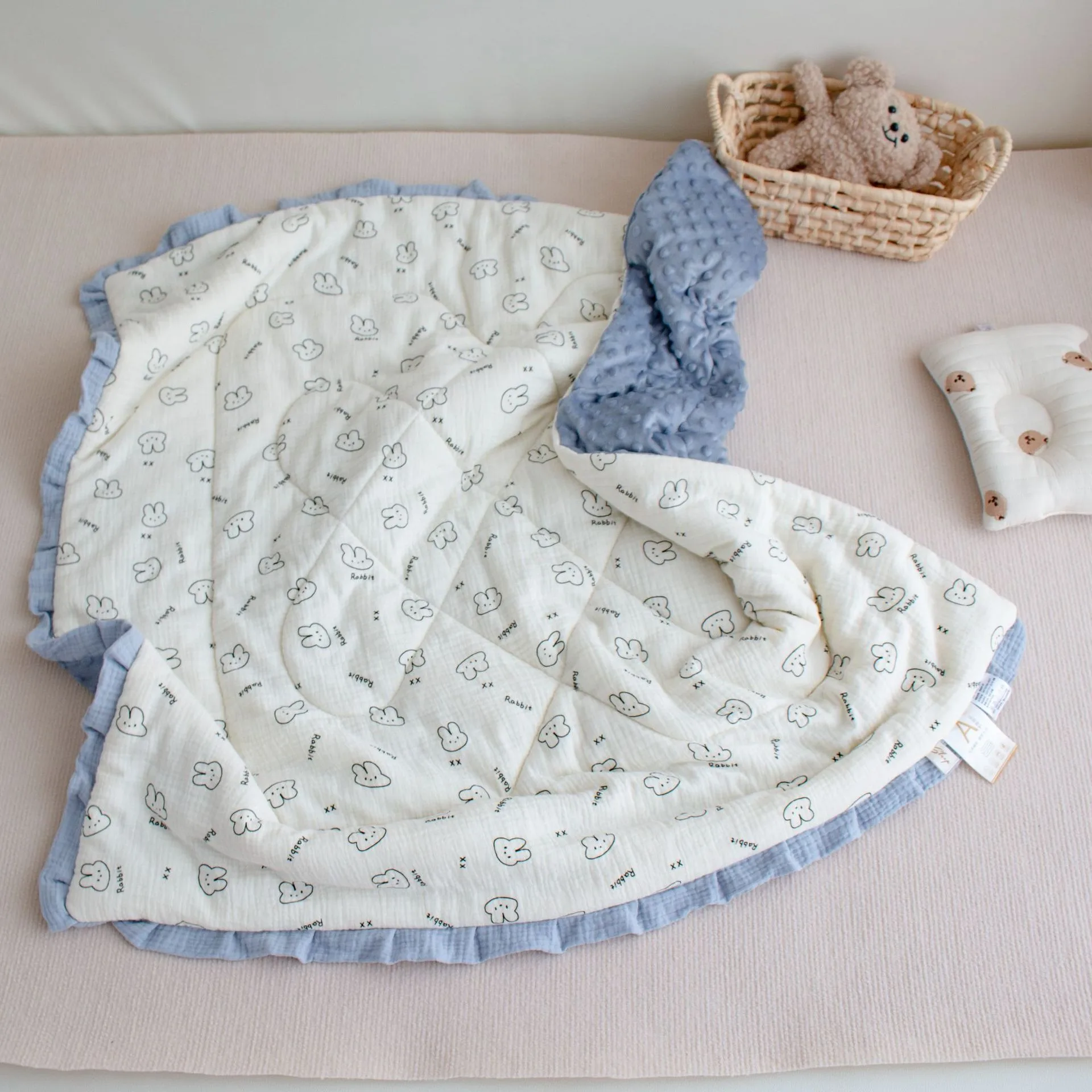 Baby Quilt Cartoon Bear Bunny Newborn Nap Quilts Soft Cotton Infant Blanket Spring Fall Winter Swaddle Wrapped Bedding 100*100CM