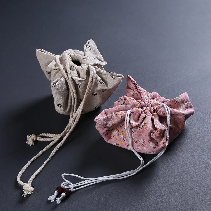 Cotton Hemp Tea Set Storage Cloth Bag Tangpo Cloth Cover Warm Pot Cover Hot Water Portable Travel Tea Cup Pot Bag ZD39