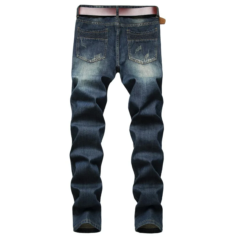 2024 Men's Autumn and Winter New Characteristic Nostalgic Jeans, European and American Ripped Patchwork Tapered Jeans. 4