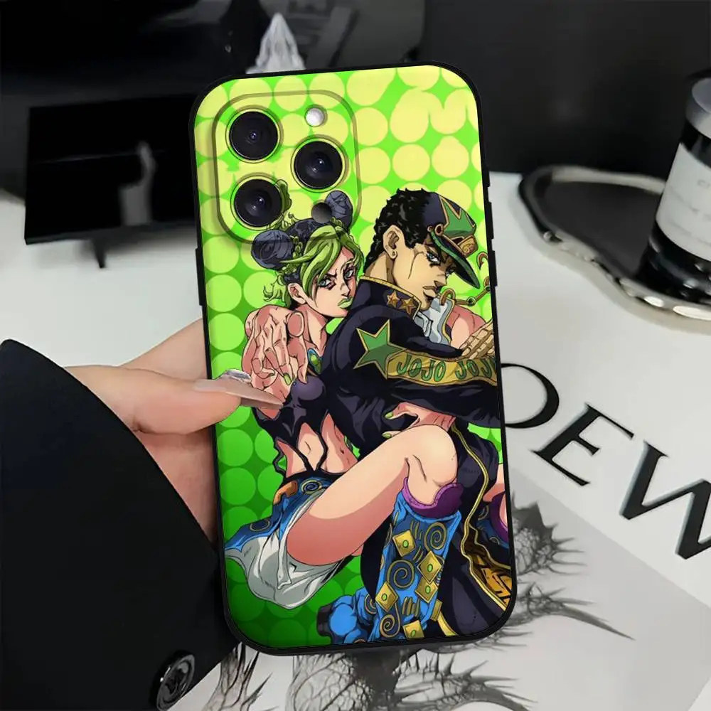 Anime-Inspired Soft Black Phone Case - JoJo's Bizarre Adventure Design