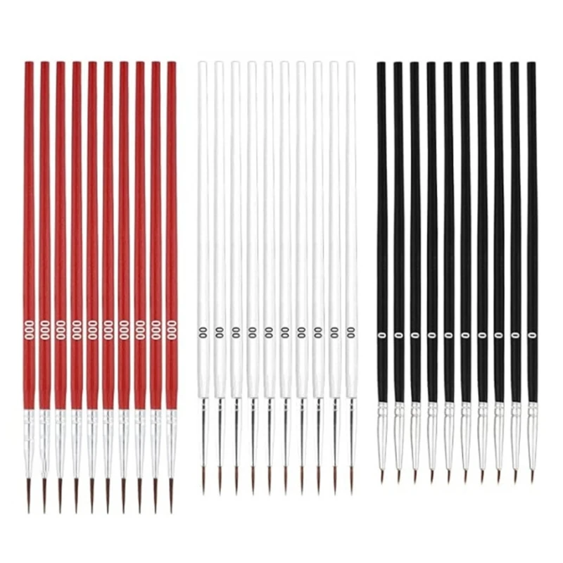 30x/Set Fine Paint Brushes with 3 Size #0 #00 #000 Tiny Detail Painting Brushes Small Liner Tip Paint Brush for Painting 4