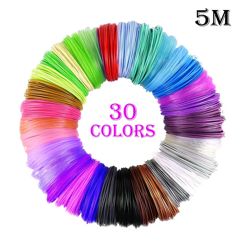 30/20/10 컬러 3D 펜 필라멘트 리필 1.75mm PLA 다양한 색상 각 5M 길이 3D 펜 드로잉용 랜덤 색상