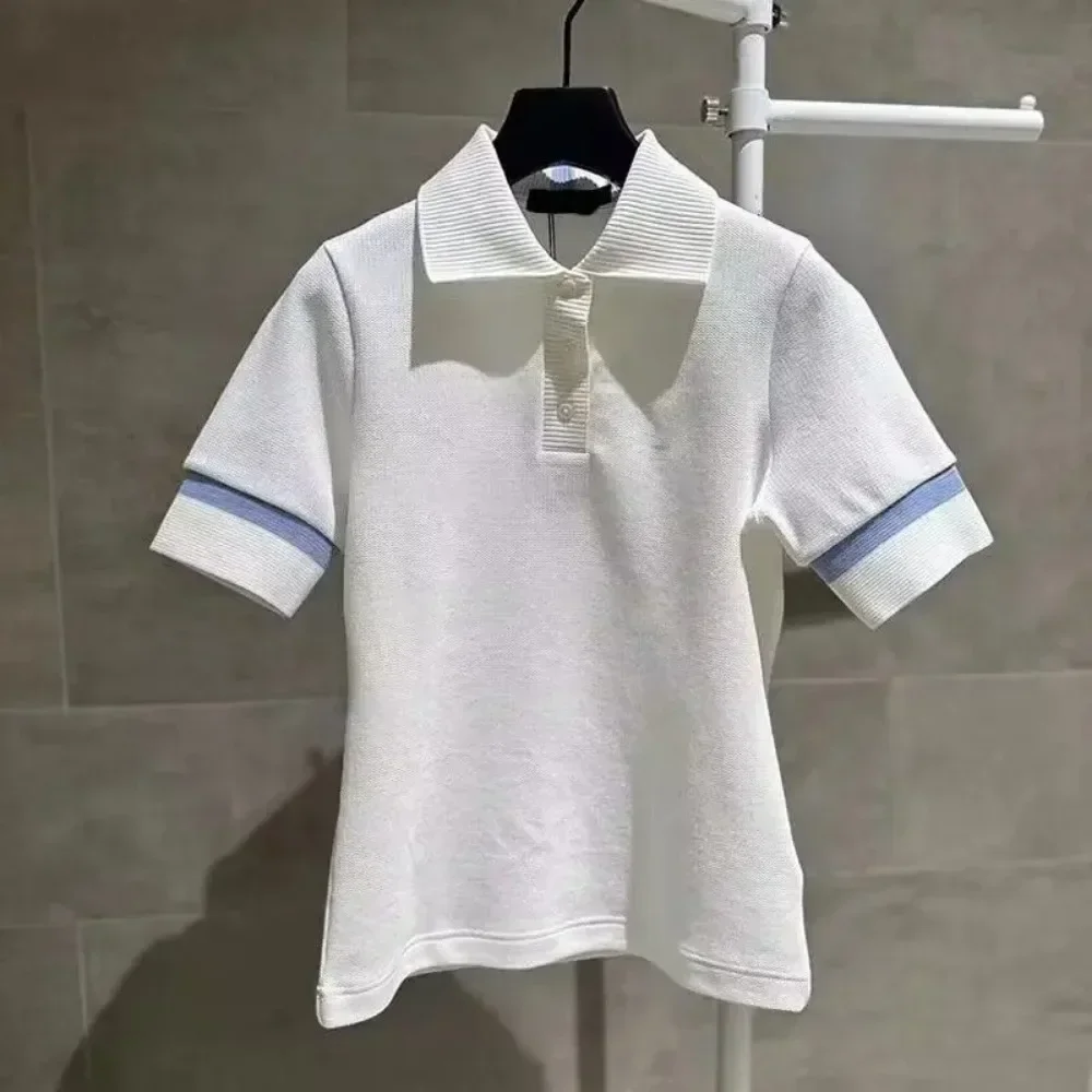 Korean Women's Clothing 2024 Summer New Versatile Slim Fit Sports Quick Drying Golf T-shirt