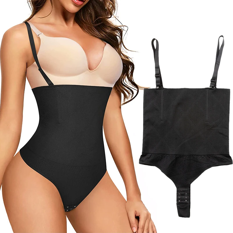 Women Seamless Tummy Control Open Bust Body Shaper Thong Shapewear Bodysuit