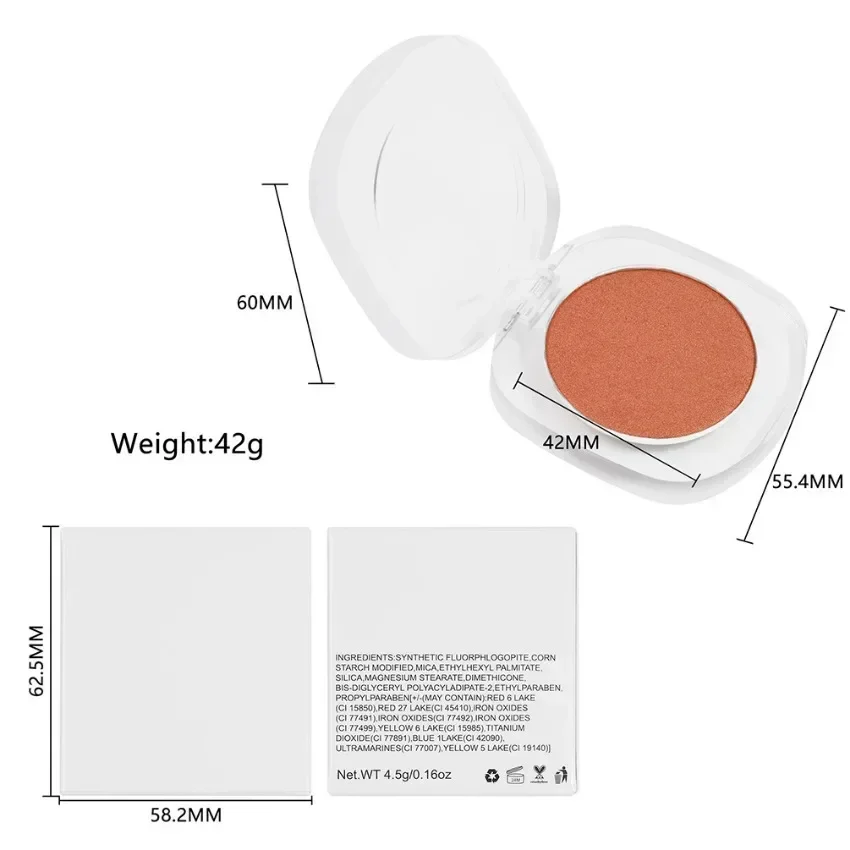 Blusher Powder Private Label Pigment Vegan Monochrome Fine Matte Brightening Blush Makeup Custom Logo Wholesale White Package 5