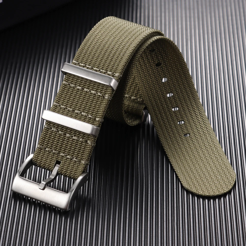 Ribbed Nylon Watch Band - Comfortable, Washable Military-Style Strap for Men & Women