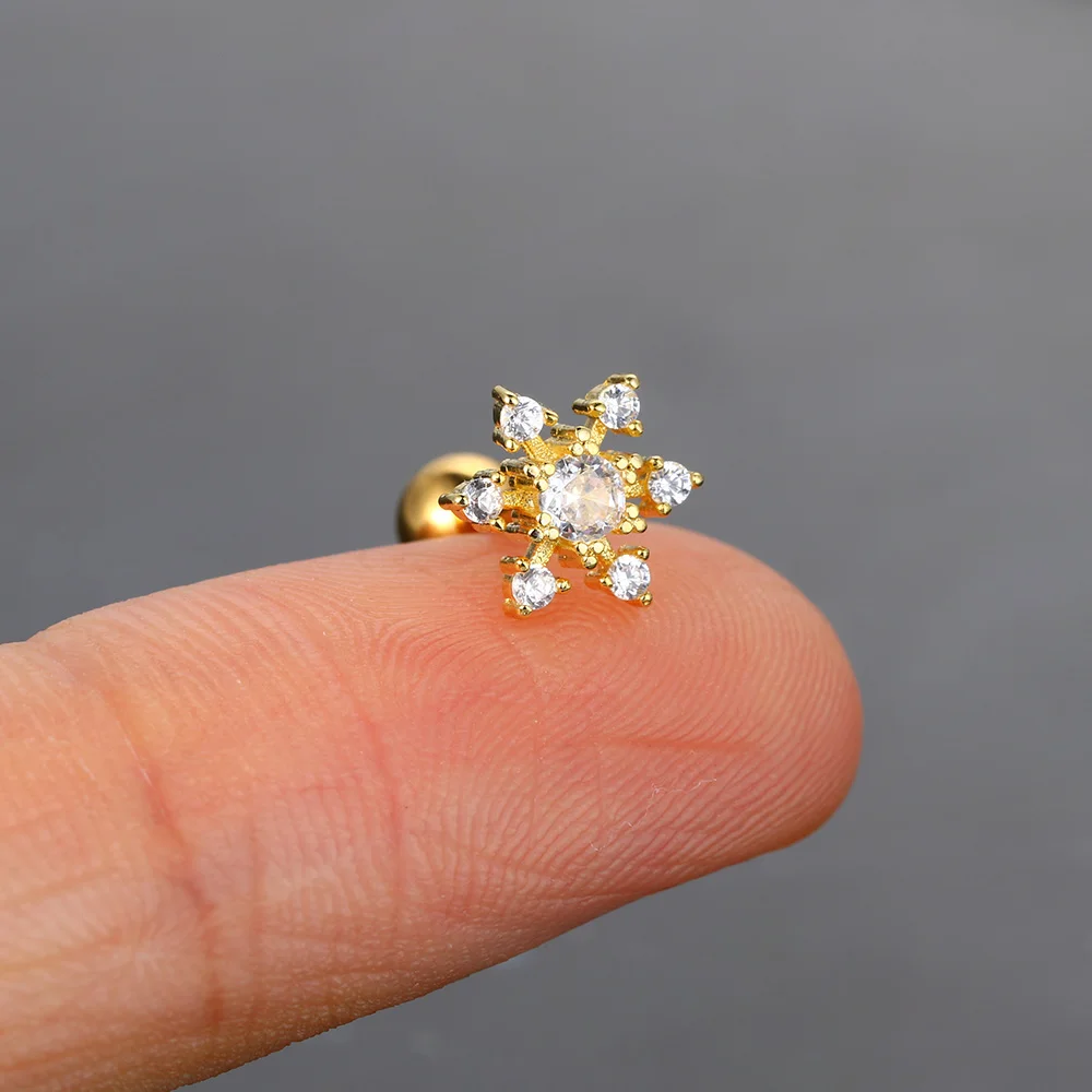1pc Knorpel Piercing Stud Ohrring Für Frauen Mini Zirkon Blume Mode Piercing Helix Tragus Ohr Zubehör Körper Schmuck Geschenk – Detail 6