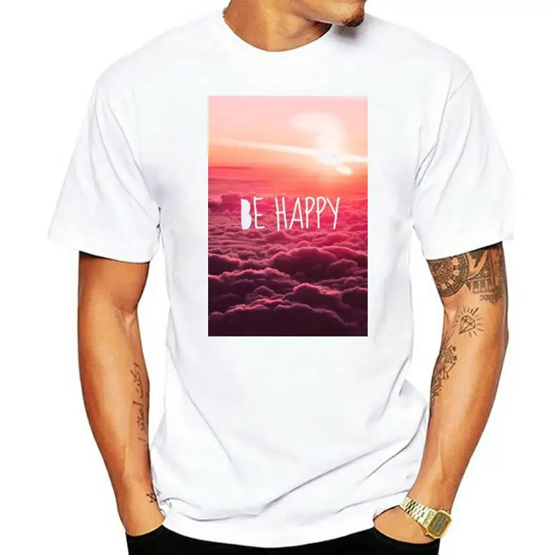 Недорогие футболки унисекс Be Happy Tumblr 1211 хлопок для мужчин и женщин |