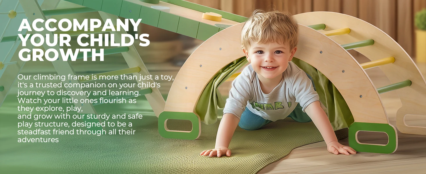 7-in-1 Foldable Wooden Climbing Set for Toddlers