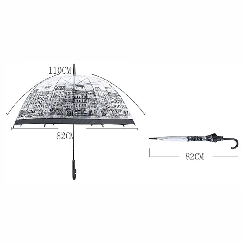 Women Transparent Umbrellas Mushroom Umbrella Long Handle Large