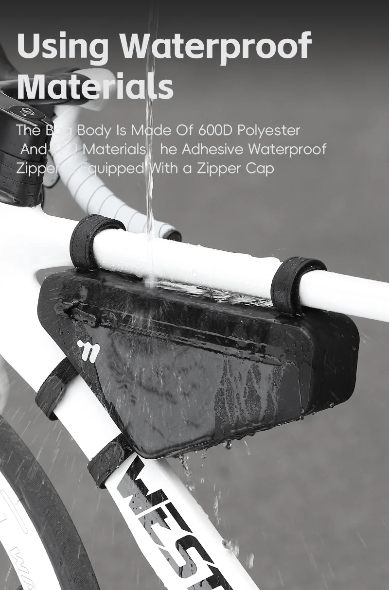 WEST BIKING Fahrrad-Dreieckstasche 1,2L Tragbare Vollständig Wasserdichte Fahrradtasche MTB Rennrad Vorderrahmen-Tasche Fahrradzubehör – Detail 7